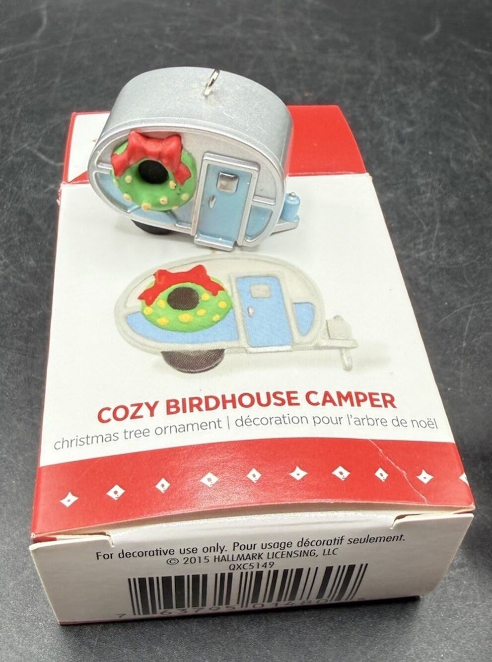 Hallmark Miniature Mini Ornament Cozy Birdhouse Camper Repaint KOC Club -48D